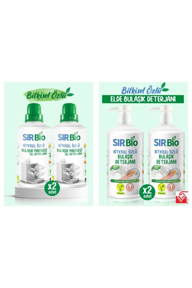 Bitkisel Özlü Makina Bulaşık Deterjanı+Elde Bulaşık Deterjanı 4X1000 ml - 1