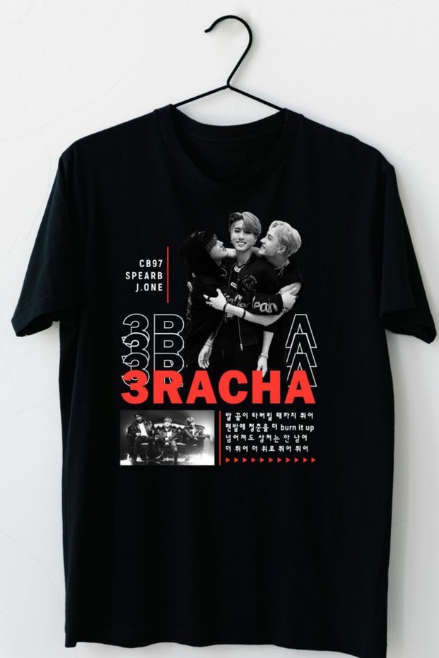 3Racha Stray Kids Printed T-Shirt, Oversize Unisex White T-Shirt Children / Adult