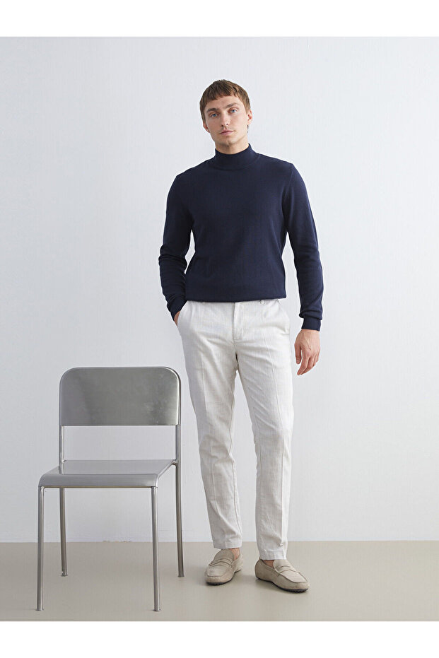 Standard Fit Linen Look Men's Trousers
