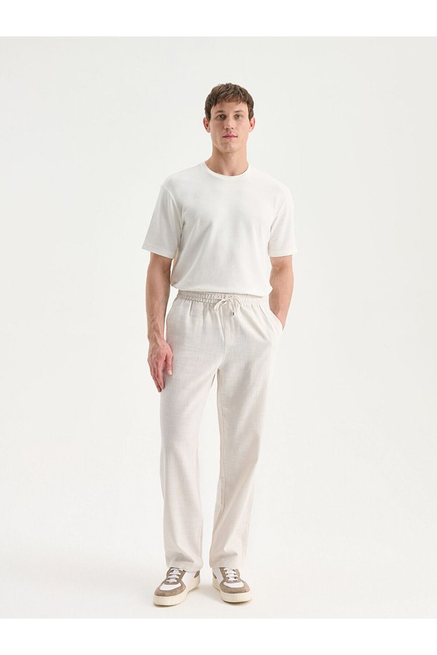 New Season Standard Fit Linen Look Men's Trousers