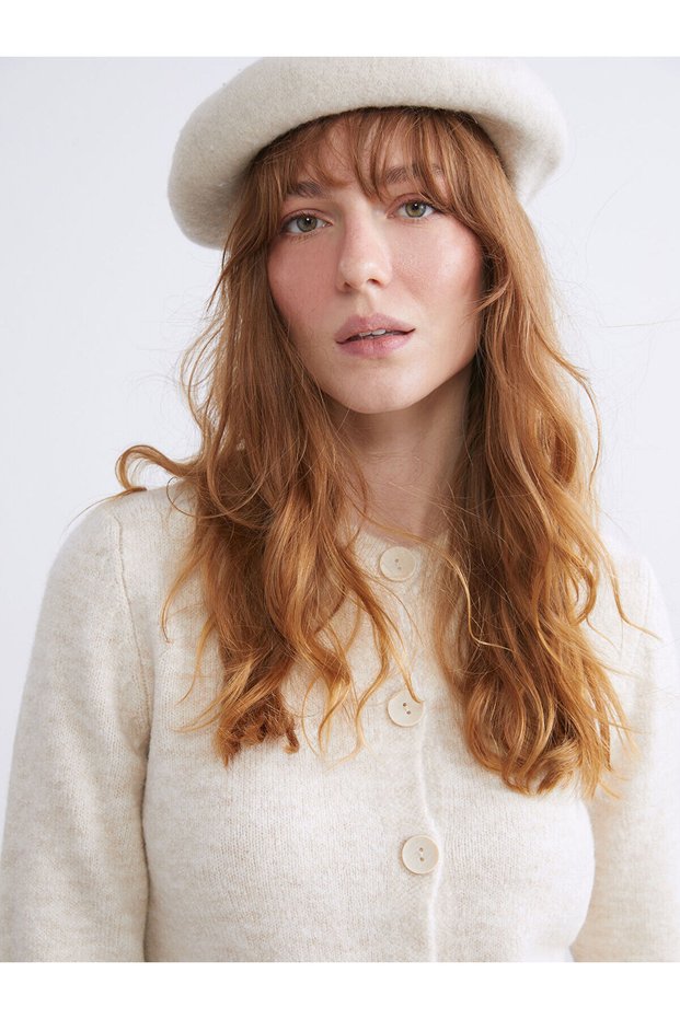 Crew Neck Women's Knitwear Cardigan