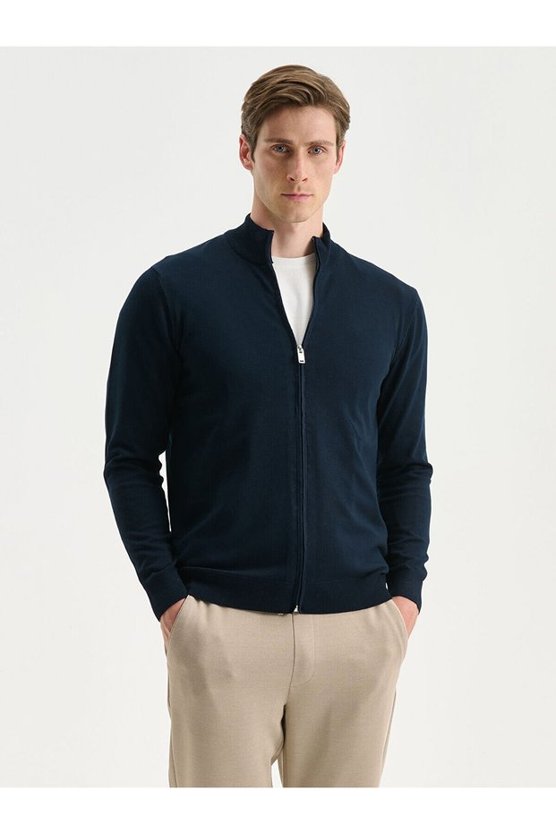 New Season Standard Fit Stand Collar Men's Knitwear Cardigan