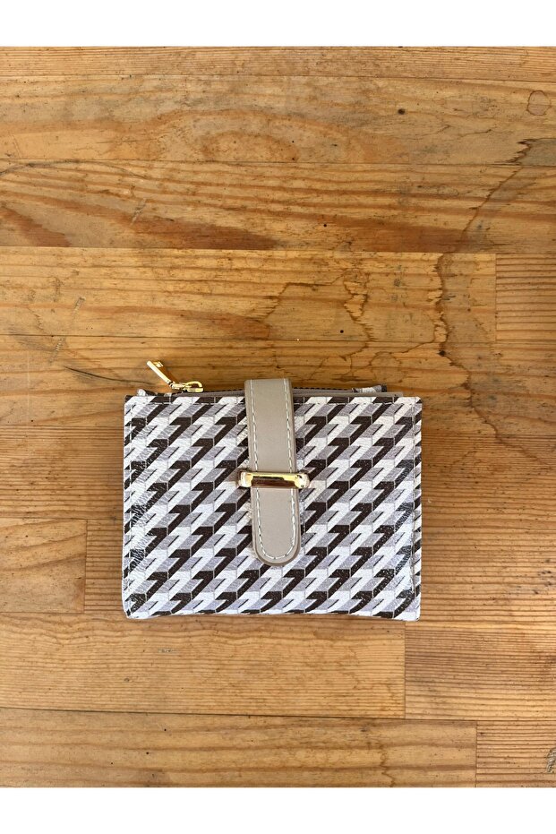 Knitted Patterned Zippered Card Holder Wallet
