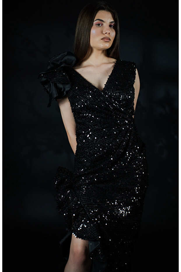 Rochie lunga neagra glam - 3