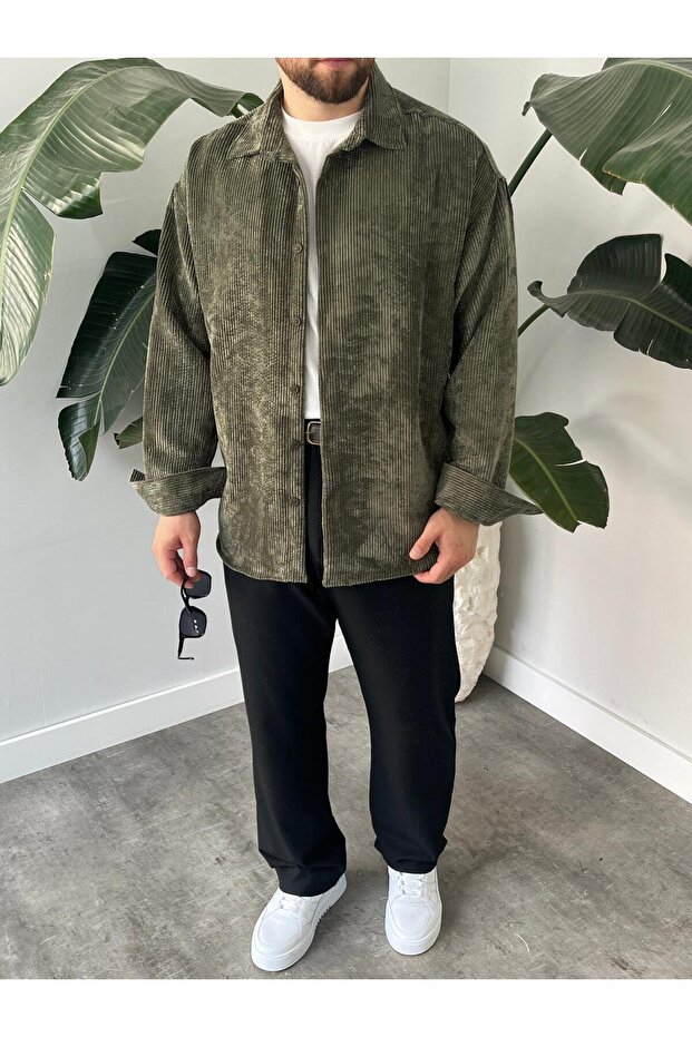 Kadife Erkek Oversize Gömlek - 2