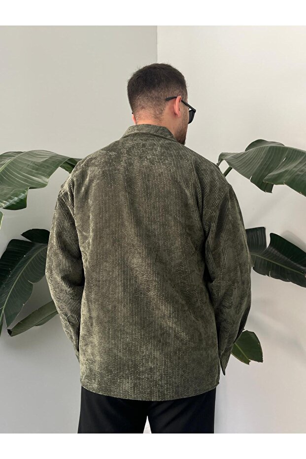 Kadife Erkek Oversize Gömlek - 4