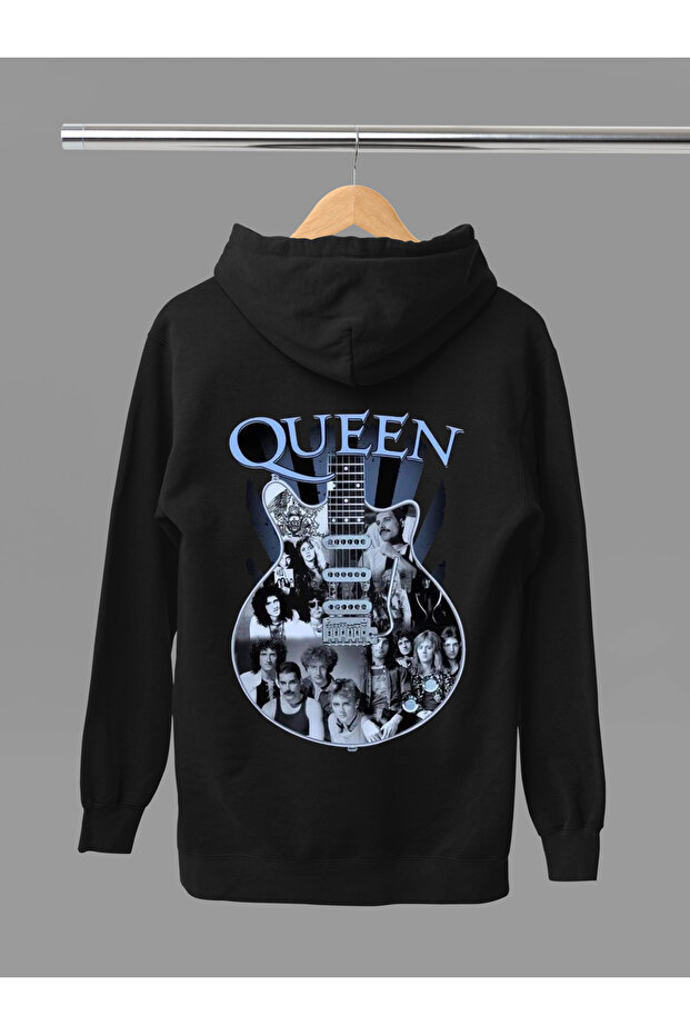 Queen Printed Cotton Long Sleeve Ribbed 3-Ply Hooded Rock Sweatshirt