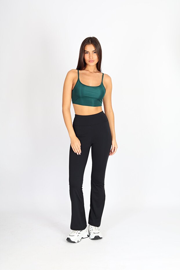 Crop Fit Yeşil Askılı Spor Bra - 3