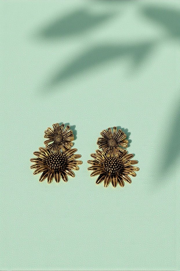 Sunflower Shaped Vintage Earrings