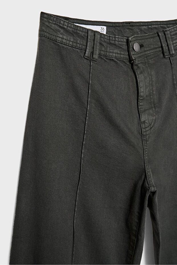 D63 geniş paça dikişli jean - 8