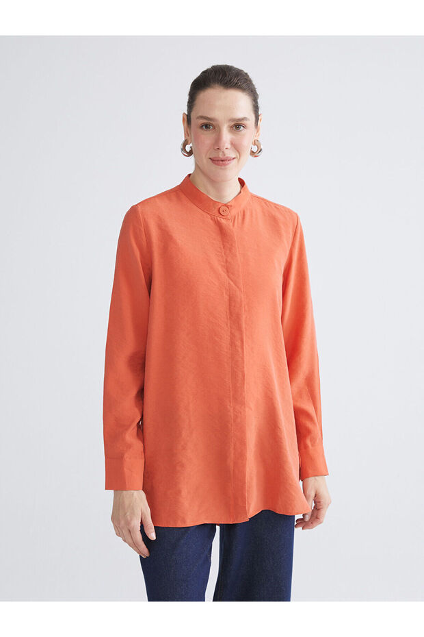 Alita City with a Difference in Color, Lcwaikiki Classic Orange Oversize Modal Blended Women's Shirt Tunic