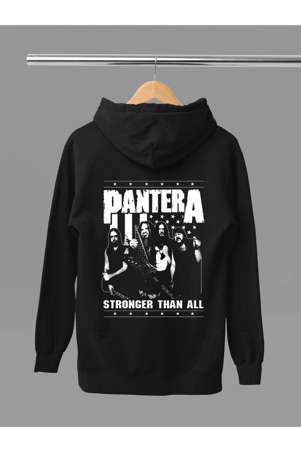 Pantera Printed Cotton Long Sleeve Ribbed 3-Ply Hooded Rock Sweatshirt