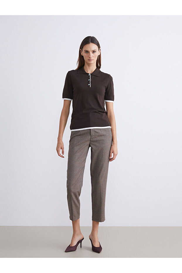 Carrot Cut Houndstooth Patterned Women's Trousers