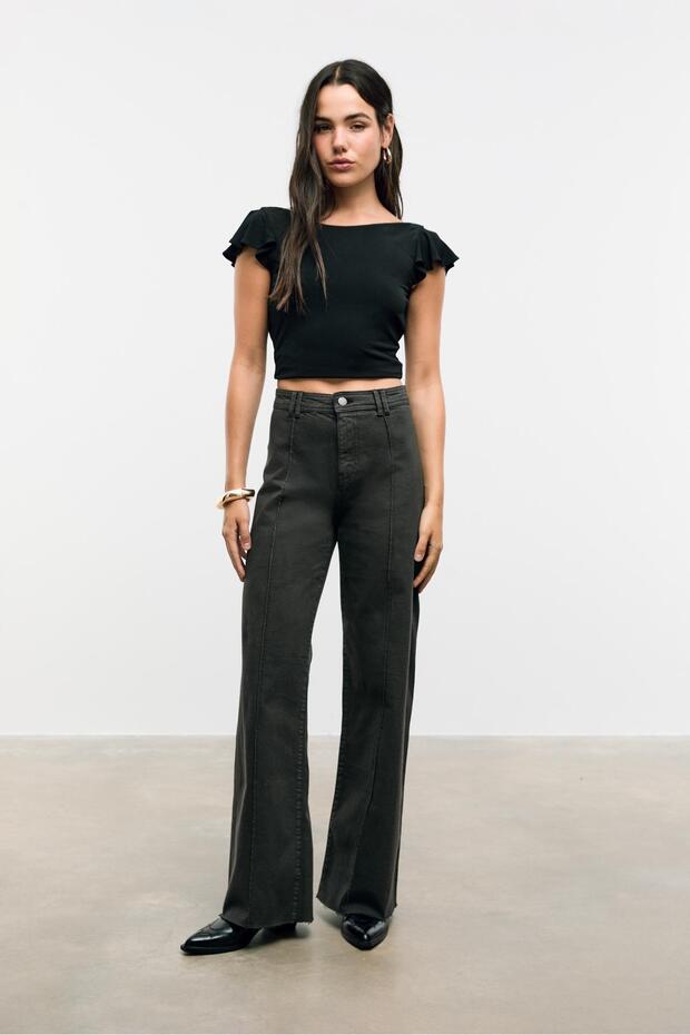 D63 geniş paça dikişli jean - 2