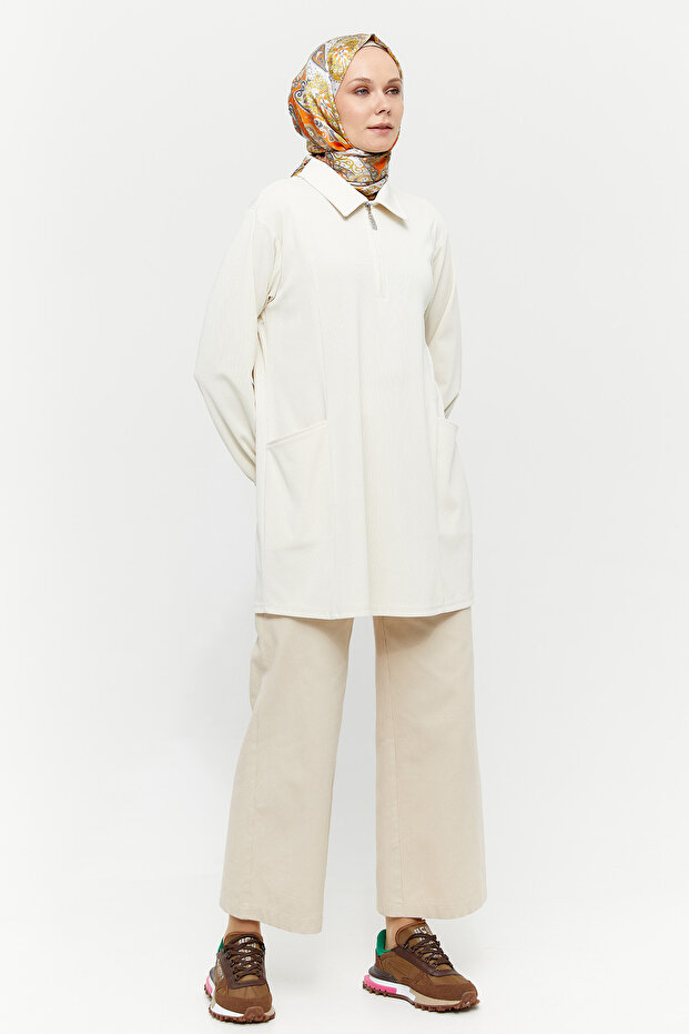 Fermuarlı Örme Tunik - 2