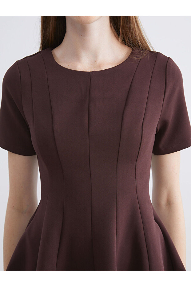 Peak Yeni Sezon Bisiklet Yaka Peplum Mini Elbise - 5