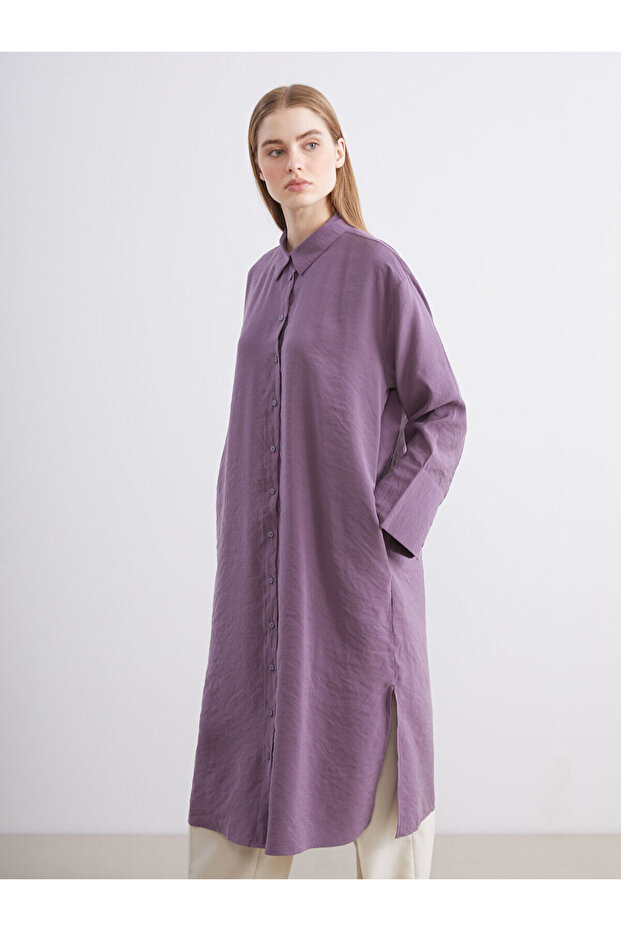 Alita City Lcw Modest Purple Oversize Modal Blended Women's Shirt Tunic with a Difference
