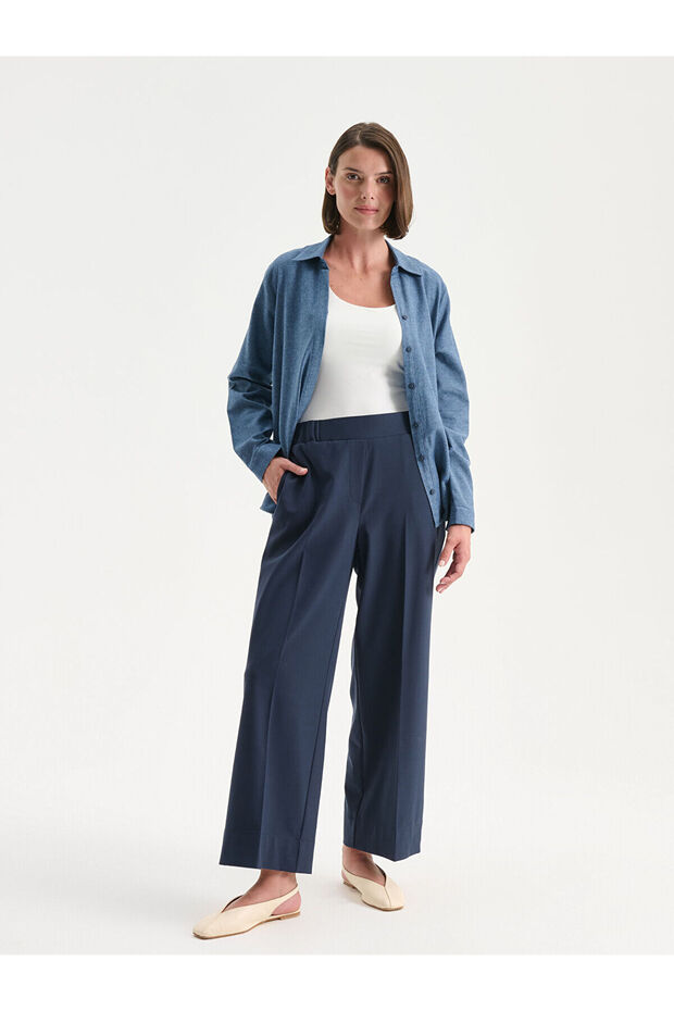 Indigo Elastic Waist Women's Trousers