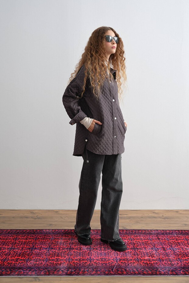 İnce Kapitone Ceket Antrasit - 2