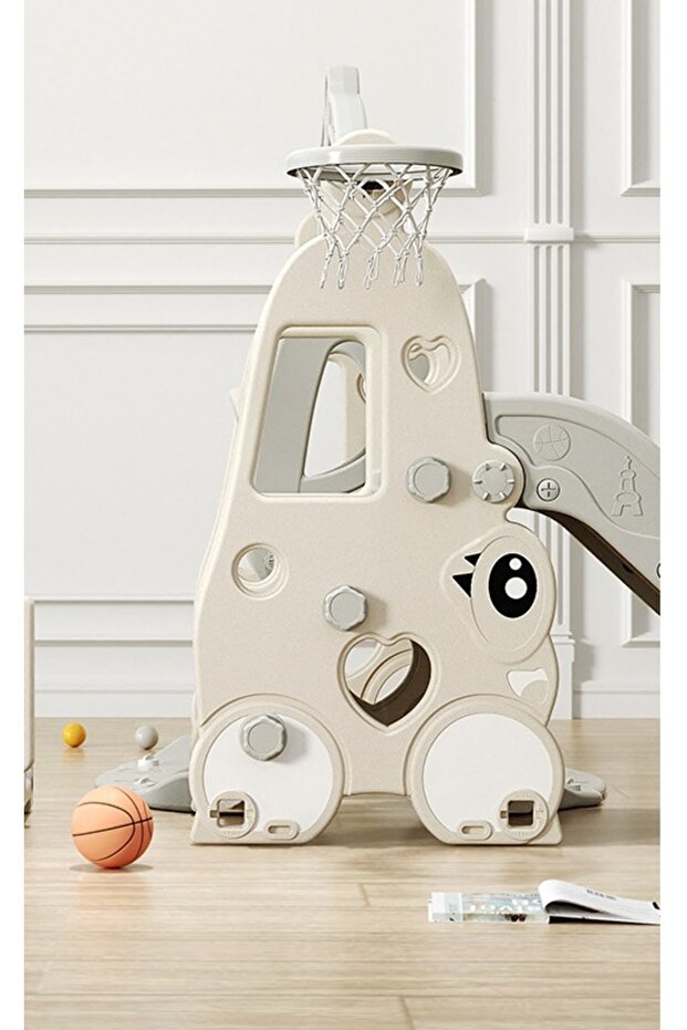 4 in 1 Happy Turtle Beige playground with slide, swing with bumper bar - 3