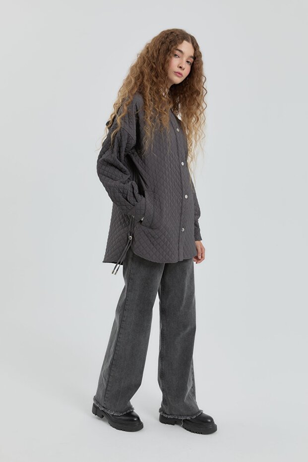 İnce Kapitone Ceket Antrasit - 5