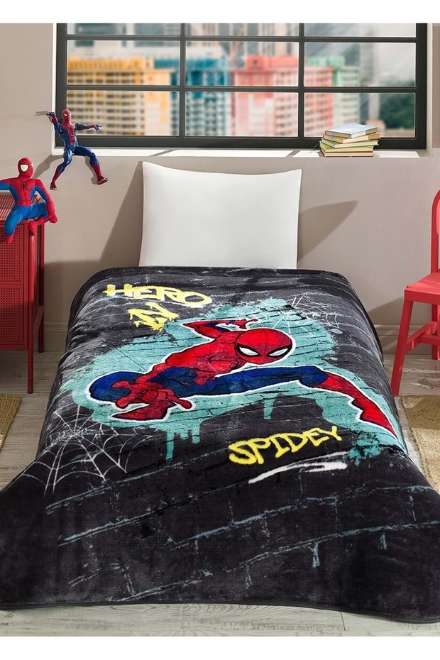 Lisanslı Tek Kişilik Çocuk Battaniye (155x215)-Spiderman Hero - 1