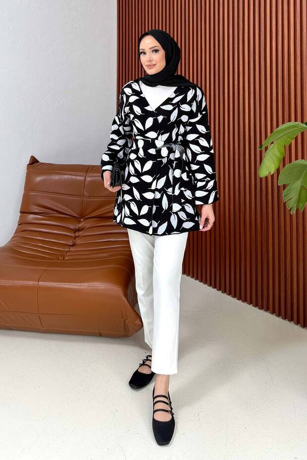 Jakar Yaprak Desenli Hırka 32-7021-1 - 1