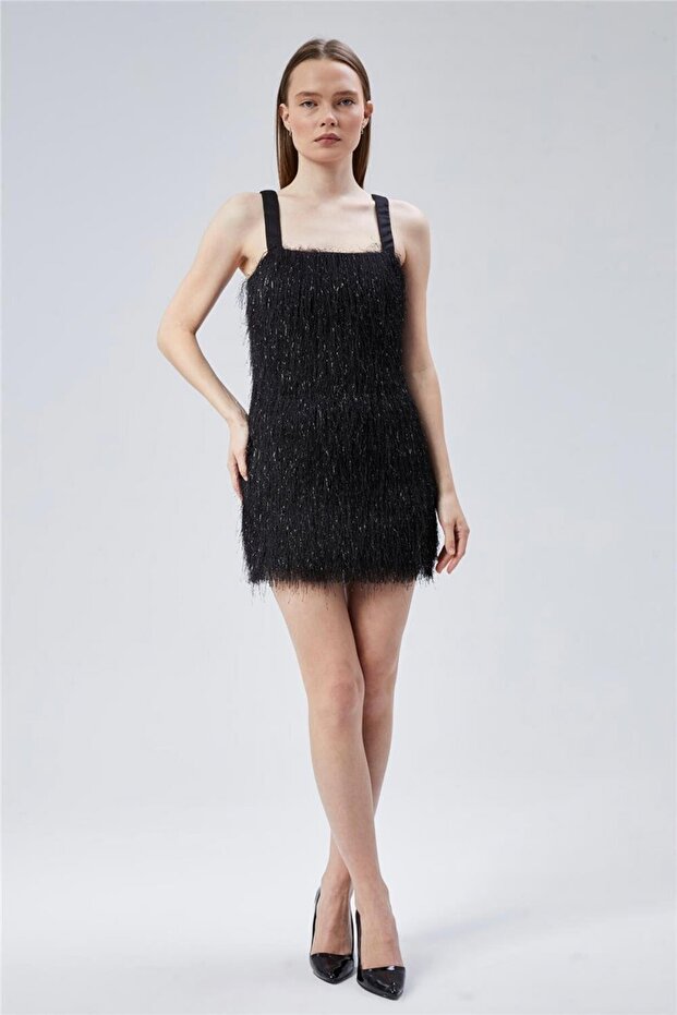 Simli Sakallı Elbise - 1