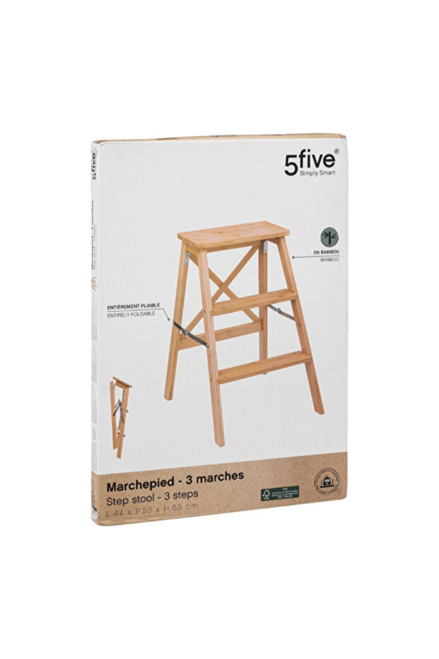 كرسي متدرج قابل للطي من الخيزران بثلاث درجات - 4