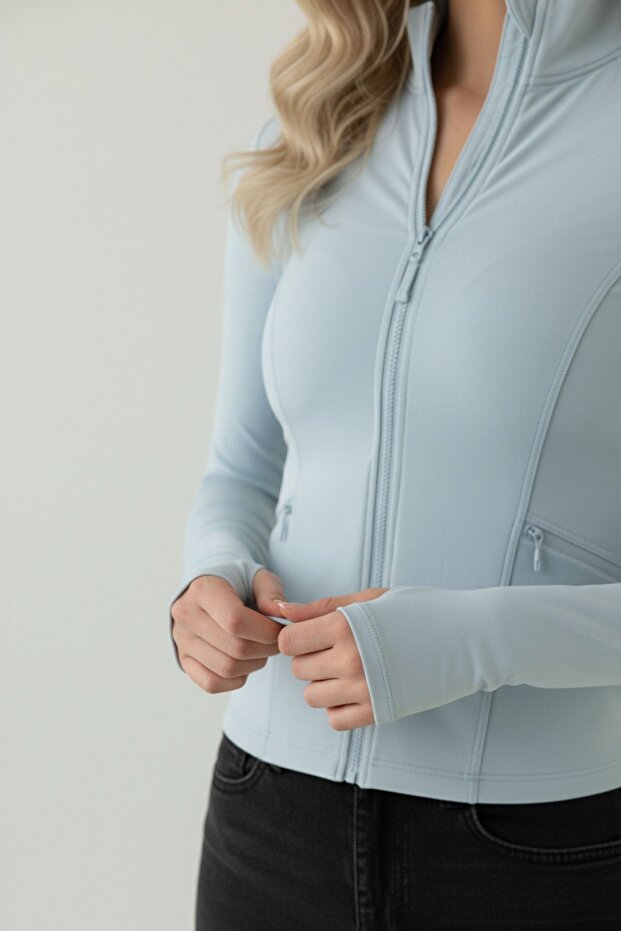 Rover Basic Slim Fit Fermuarlı Bluz - 2