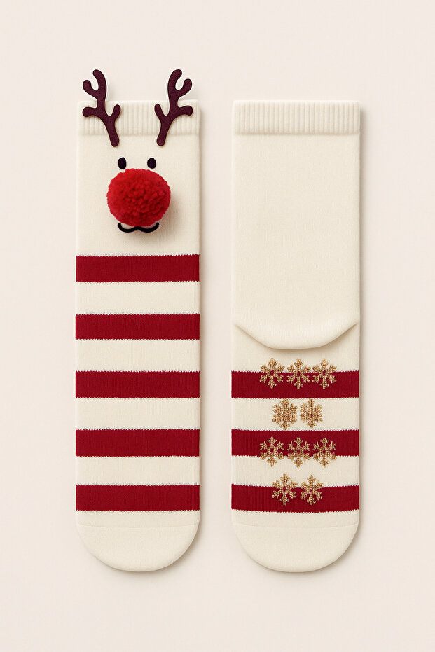 Детски чорапи с помпони - 1