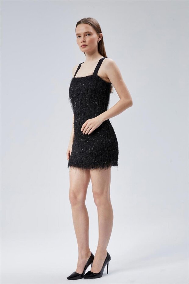 Simli Sakallı Elbise - 3