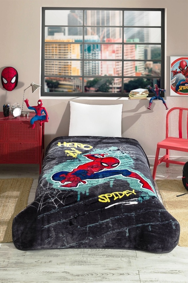 Lisanslı Tek Kişilik Çocuk Battaniye (155x215)-Spiderman Hero - 2