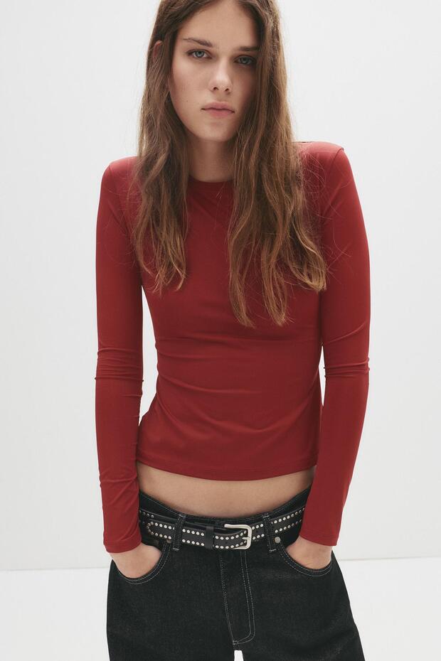 Vücuda oturan poliamid t-shirt - 1