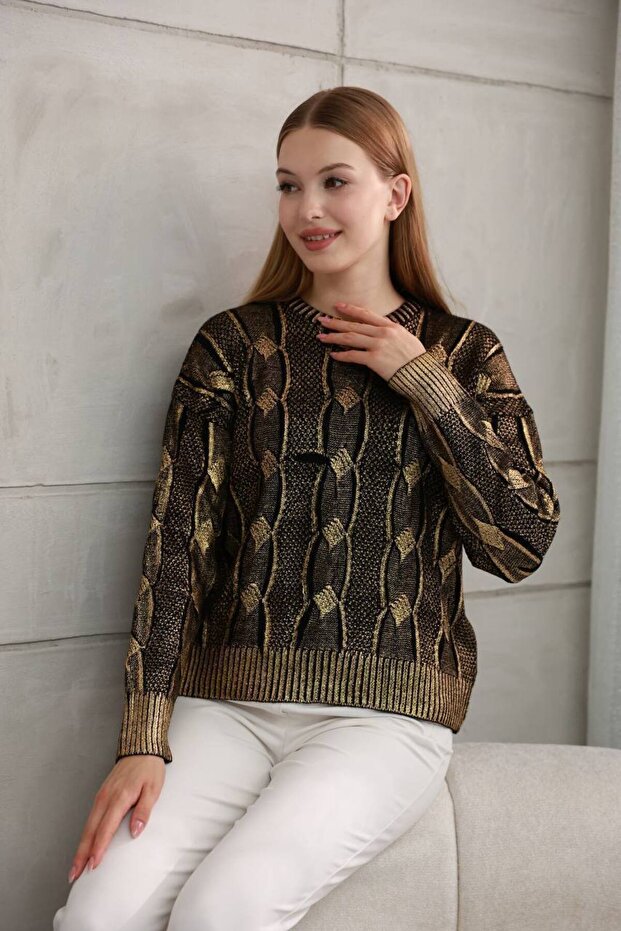 Varak baskılı triko kazak - 2