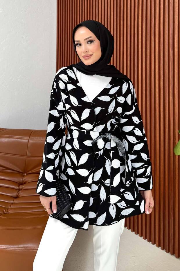 Jakar Yaprak Desenli Hırka 32-7021-1 - 5