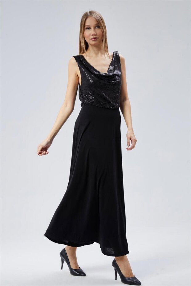 Uzun Drapeli Elbise - 2