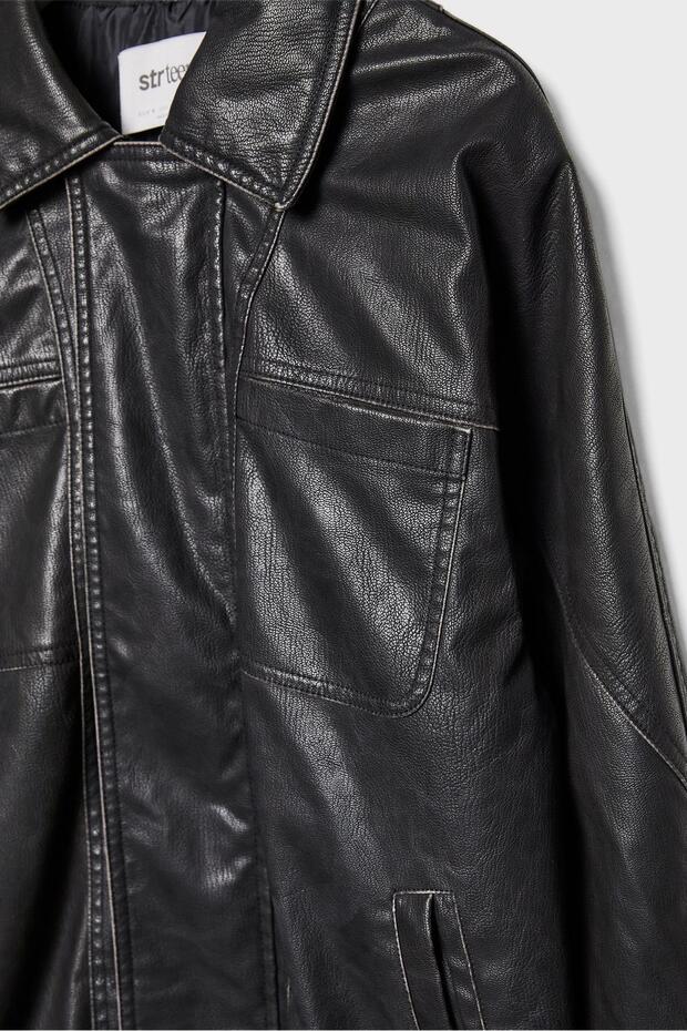 Kapitone suni deri ceket - 8