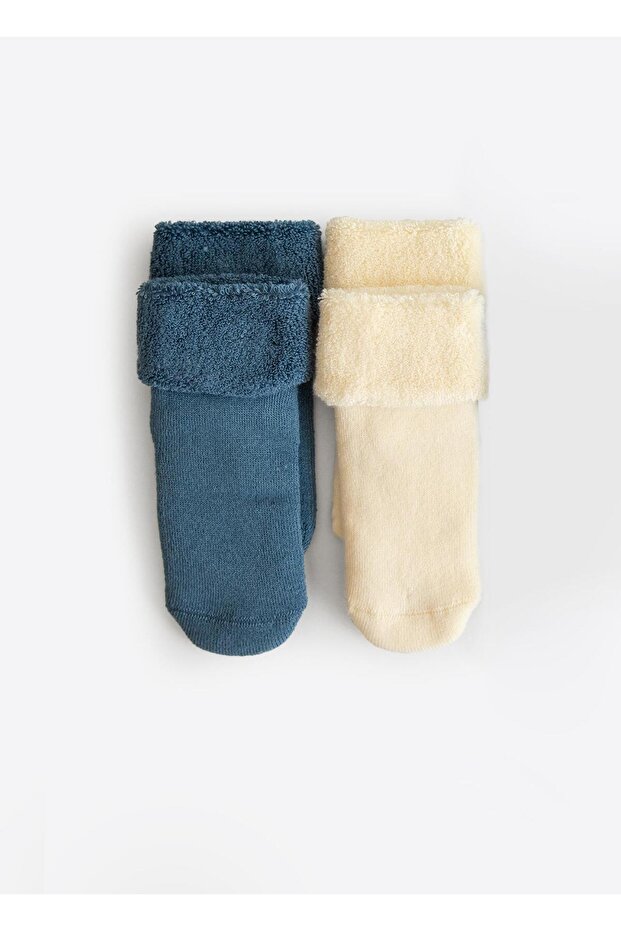 Organik Basic 2'li Havlu Çorap Mavi - 3