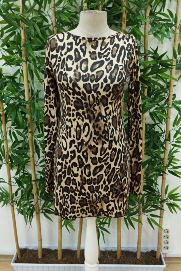 Diver Fabric Leopard Print Backless Mini Dress - 4