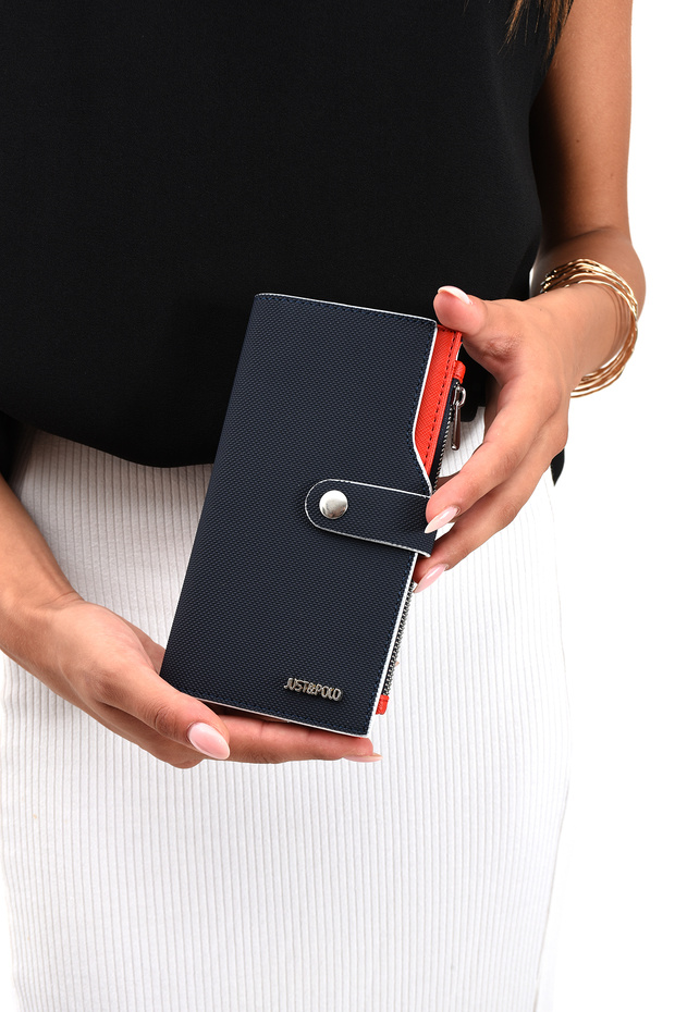 Original Just Polo Coin Zipper Vertical Multi-Compartment Women's Wallet Handheld Portfolio 19*10 cm