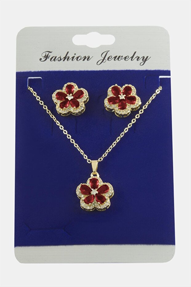 Flower Zircon Stone Set Necklace