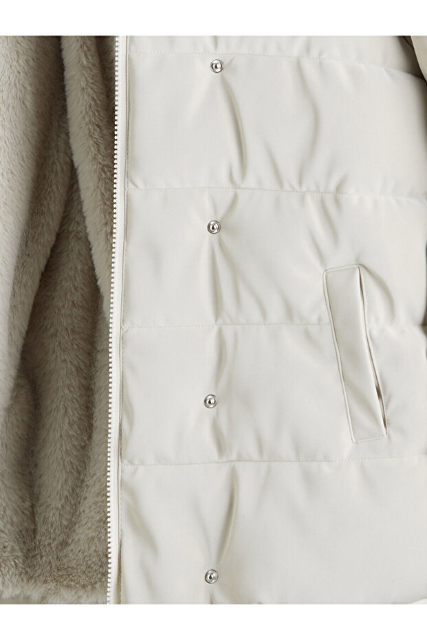 Gri Kapüşonlu Kız Çocuk Kaban - 3