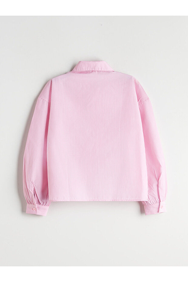 Pembe Basic Uzun Kollu Kız Çocuk Gömlek - 2