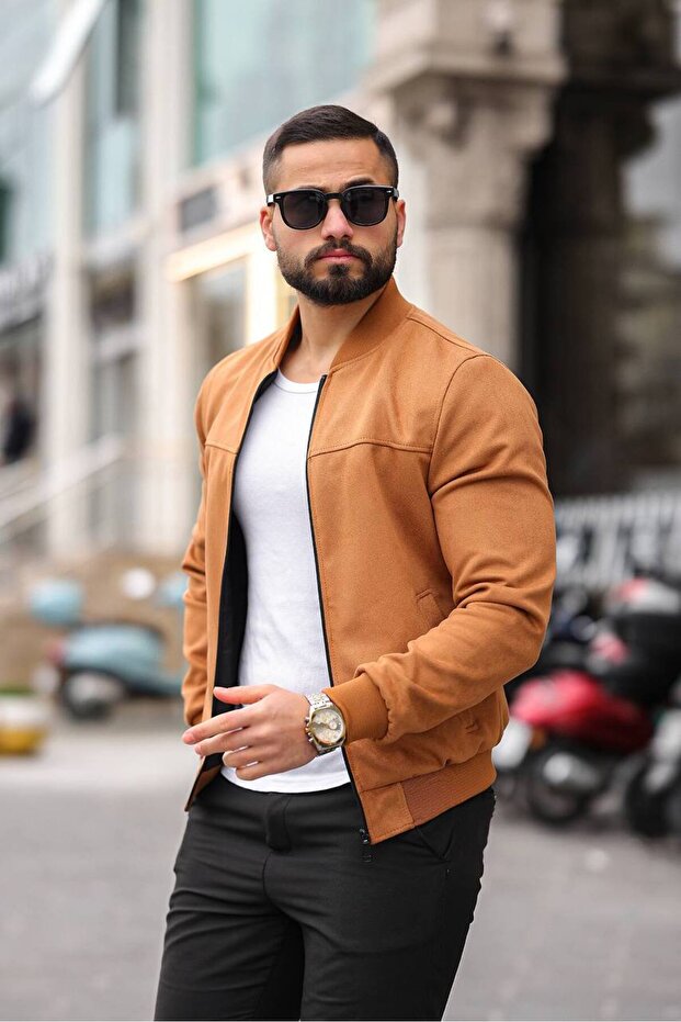 Men's Bomber Suede Basic Jacket - 3