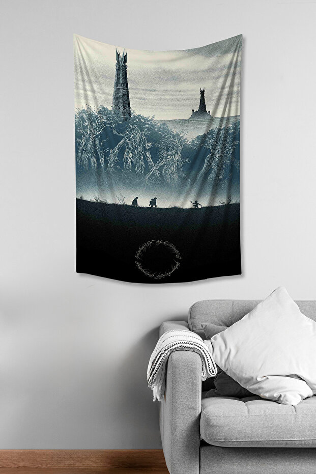Lord of the Rings Isengard Tower Pattern Wall Covering Wall Tapestry Tapestry Suede Textured Fabric