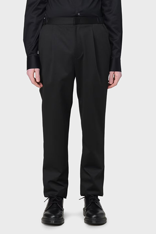 Stretch Wool Blend Regular Fit Straight Leg Fabric Trousers Men Pants Em000496 Te110