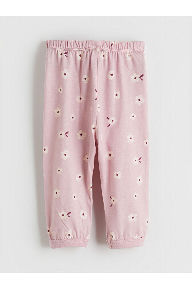 Pembe Bisiklet Yaka Çiçekli Kız Bebek Pijama Takımı - 7