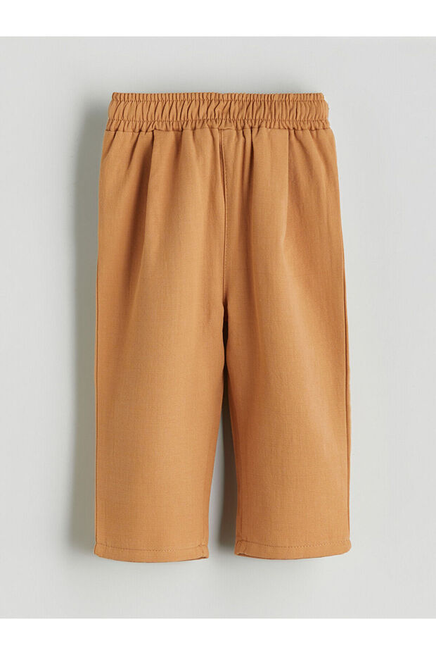 Bej Bisiklet Yaka Erkek Bebek Sweatshirt ve Eşofman Alt 2'li - 5