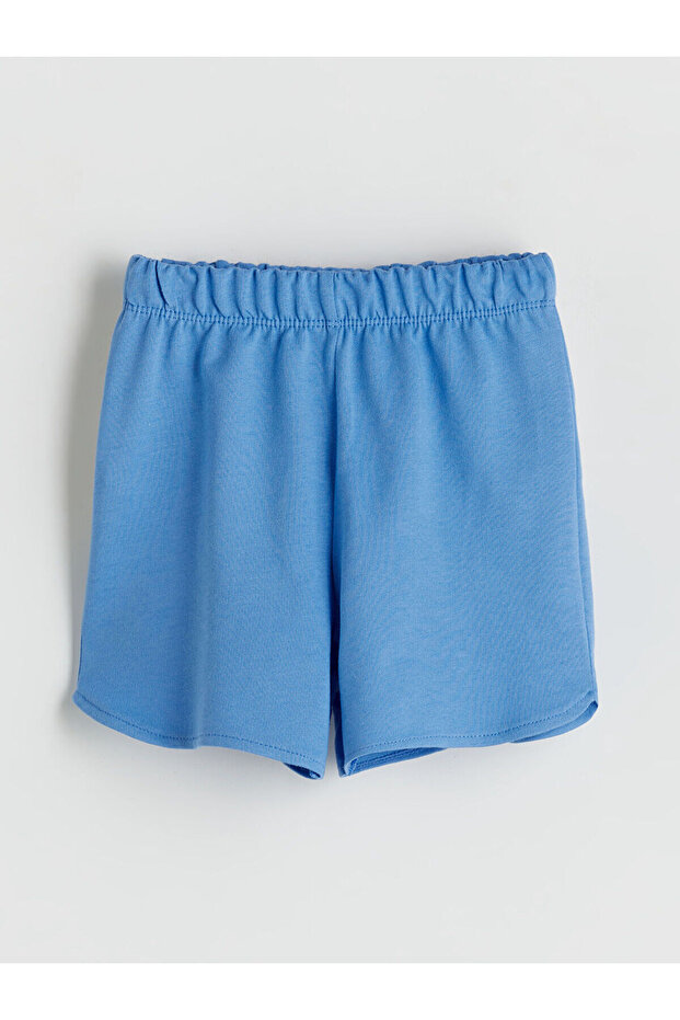 Blue Elastic Waist Baby Girl Shorts